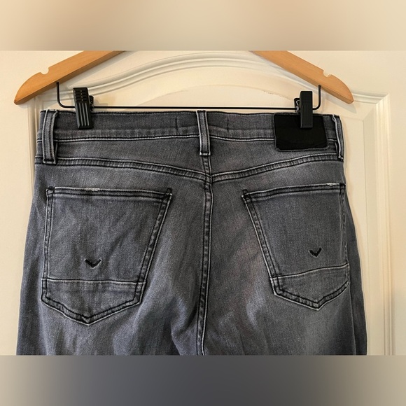 Hudson Los Angeles Charcoal Gray Straight Distressed Designer Jeans Size 30 - Picture 12 of 16